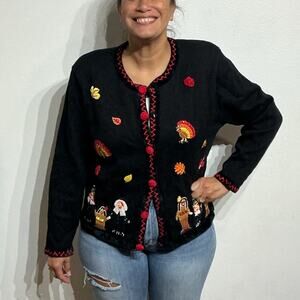 Jack B. Quick Vintage Thanksgiving Cardigan Sz XL